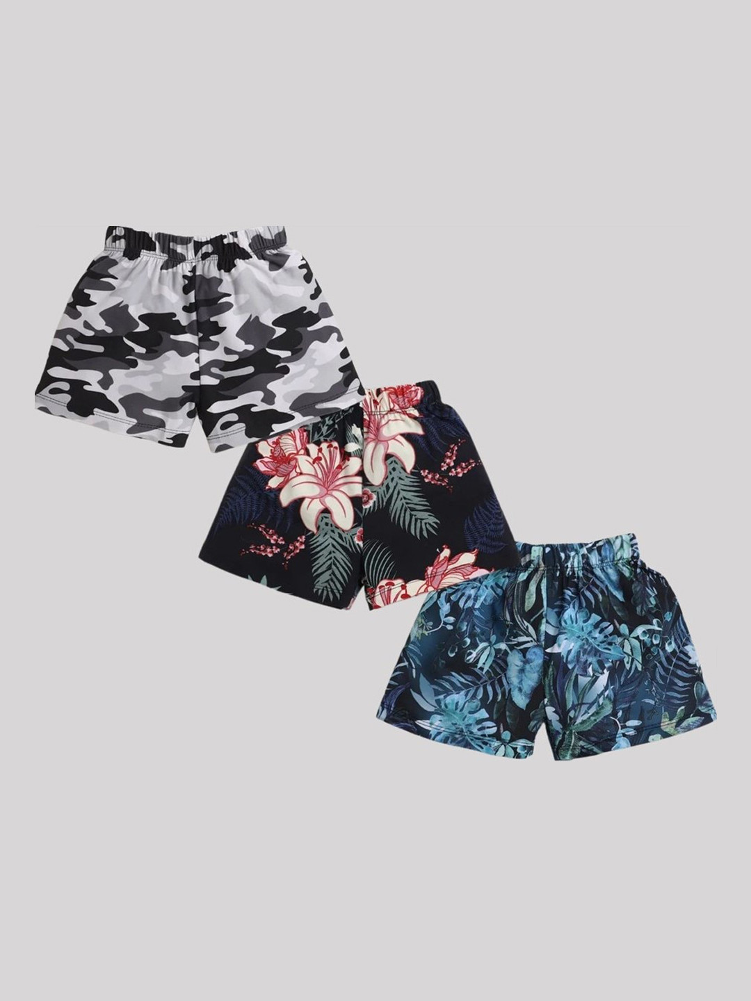 

CrayonFlakes Girls Pack of 3 Multicoloured Floral Printed Shorts, Multi