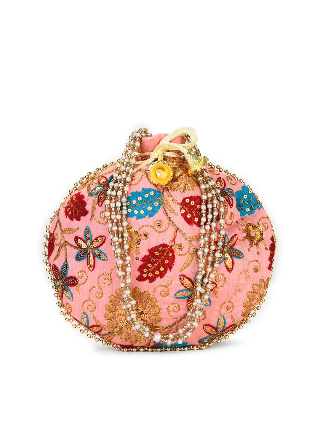

gaura pakhi Pink & Blue Embroidered Potli Clutch