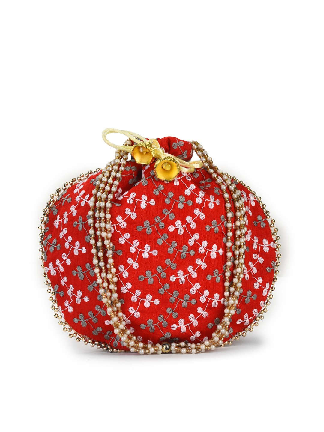 

gaura pakhi Red & Grey Embroidered Potli Clutch