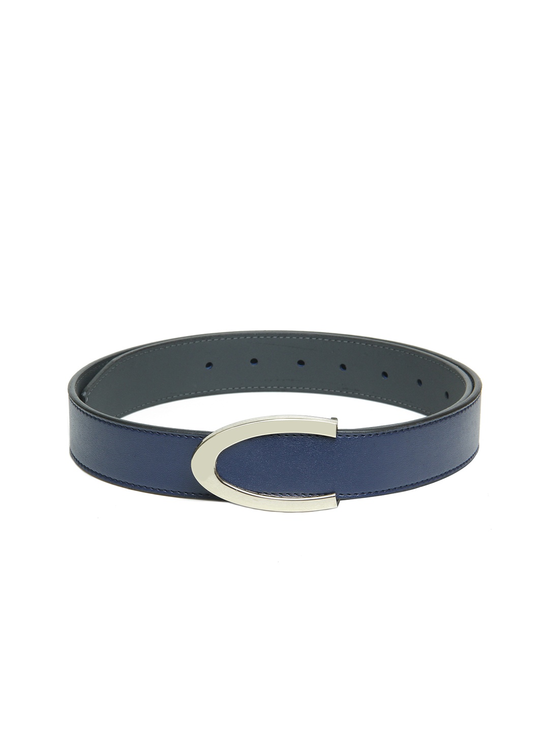 

Calvadoss Men Navy Blue Textured PU Belt