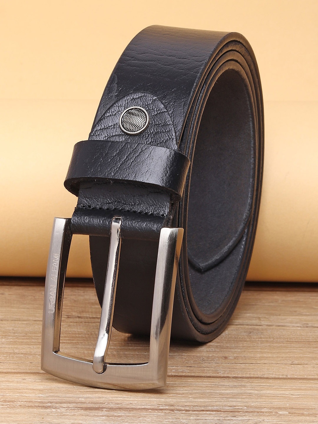 

URBAN ALFAMI Men Black Leather Belt