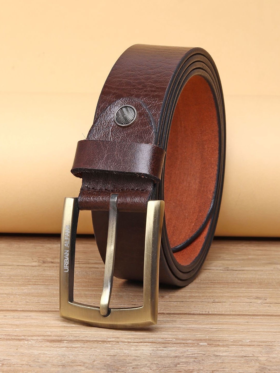 

URBAN ALFAMI Men Brown Textured Casual Leather Belt