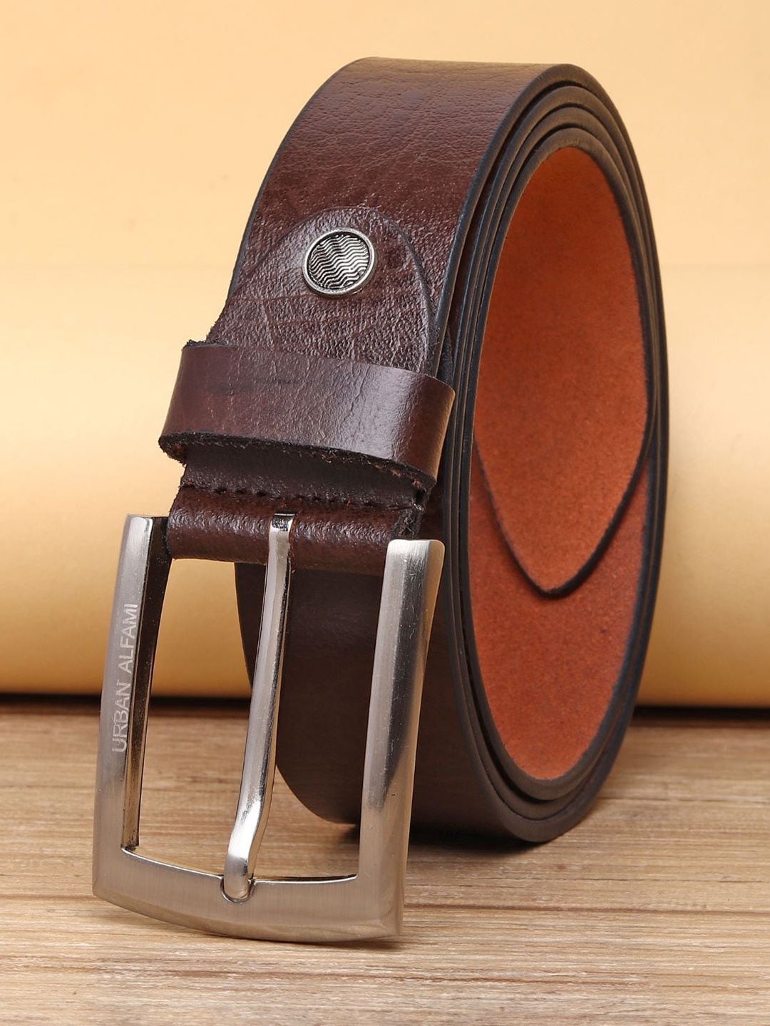 

URBAN ALFAMI Men Brown Textured Leather Formal Belt