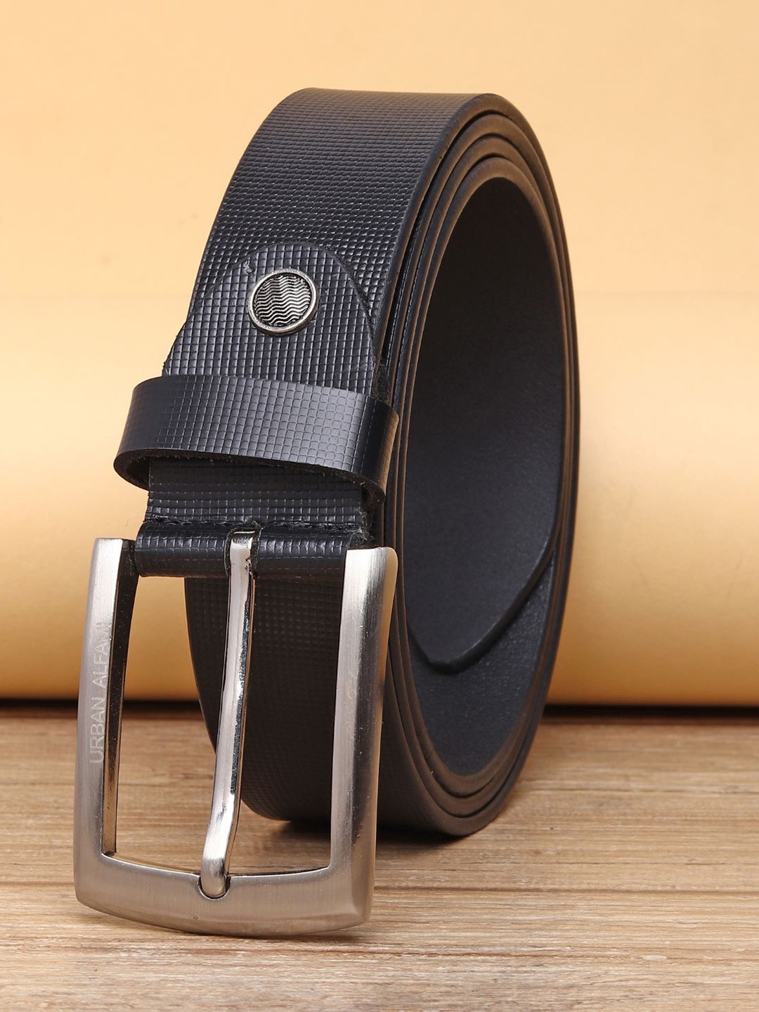 

URBAN ALFAMI Men Black Leather Belt