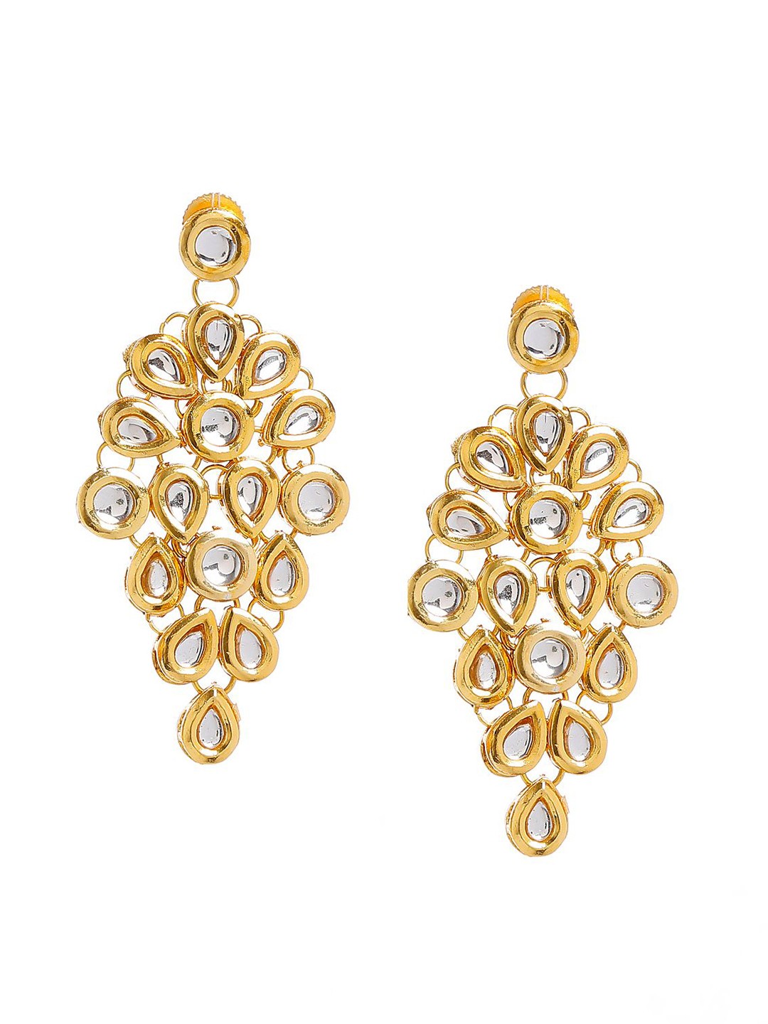 

Bamboo Tree Jewels Gold-Plated Contemporary Drop Earrings