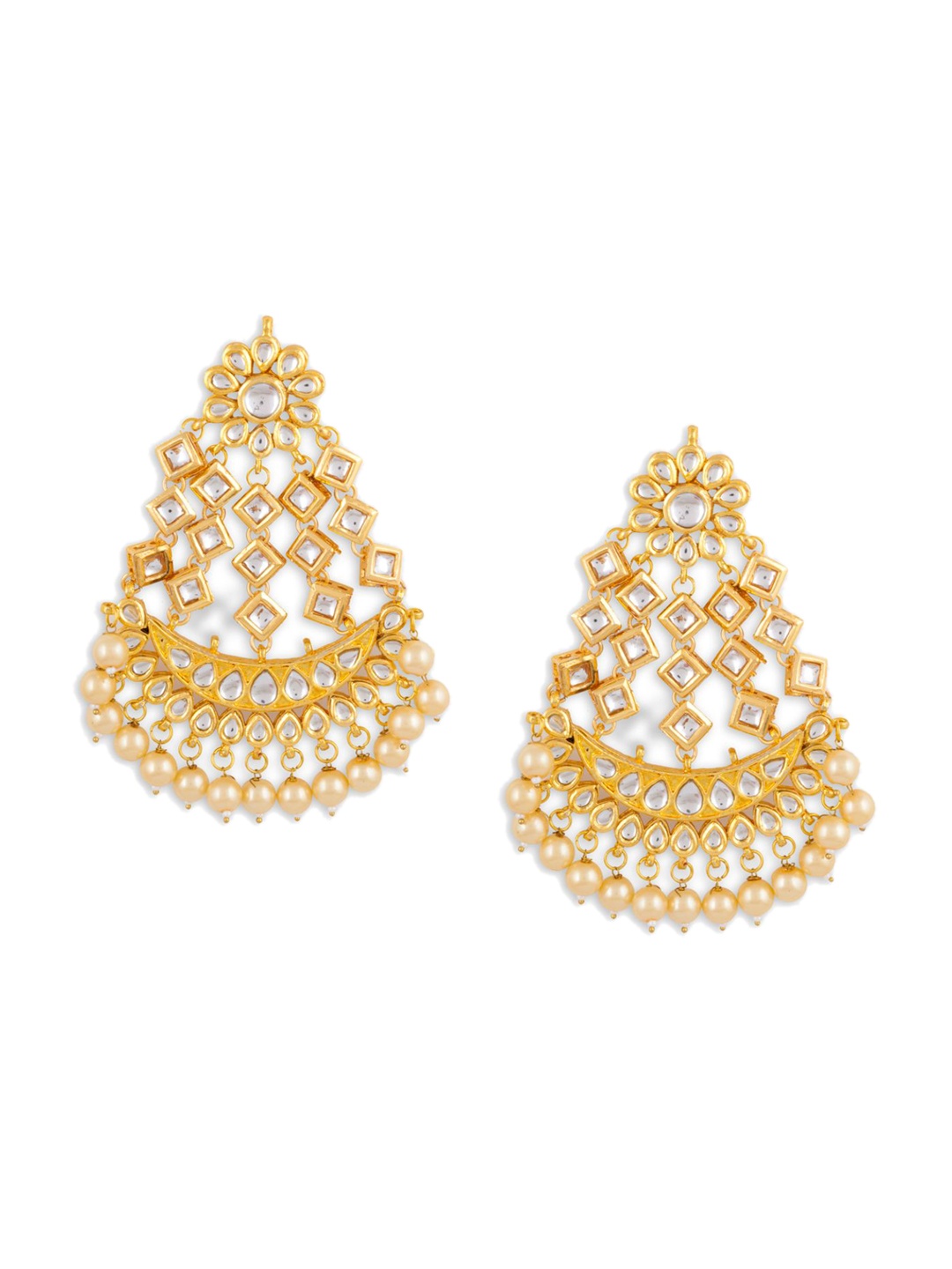 

Bamboo Tree Jewels Gold-Toned Contemporary Chandbalis Earrings