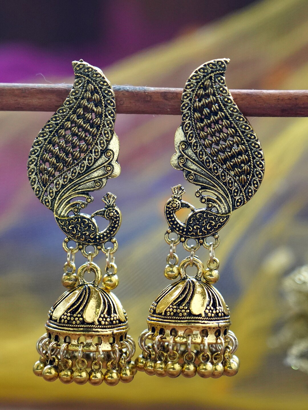 

MIZORRI Gold-Toned Contemporary Jhumkas Earrings