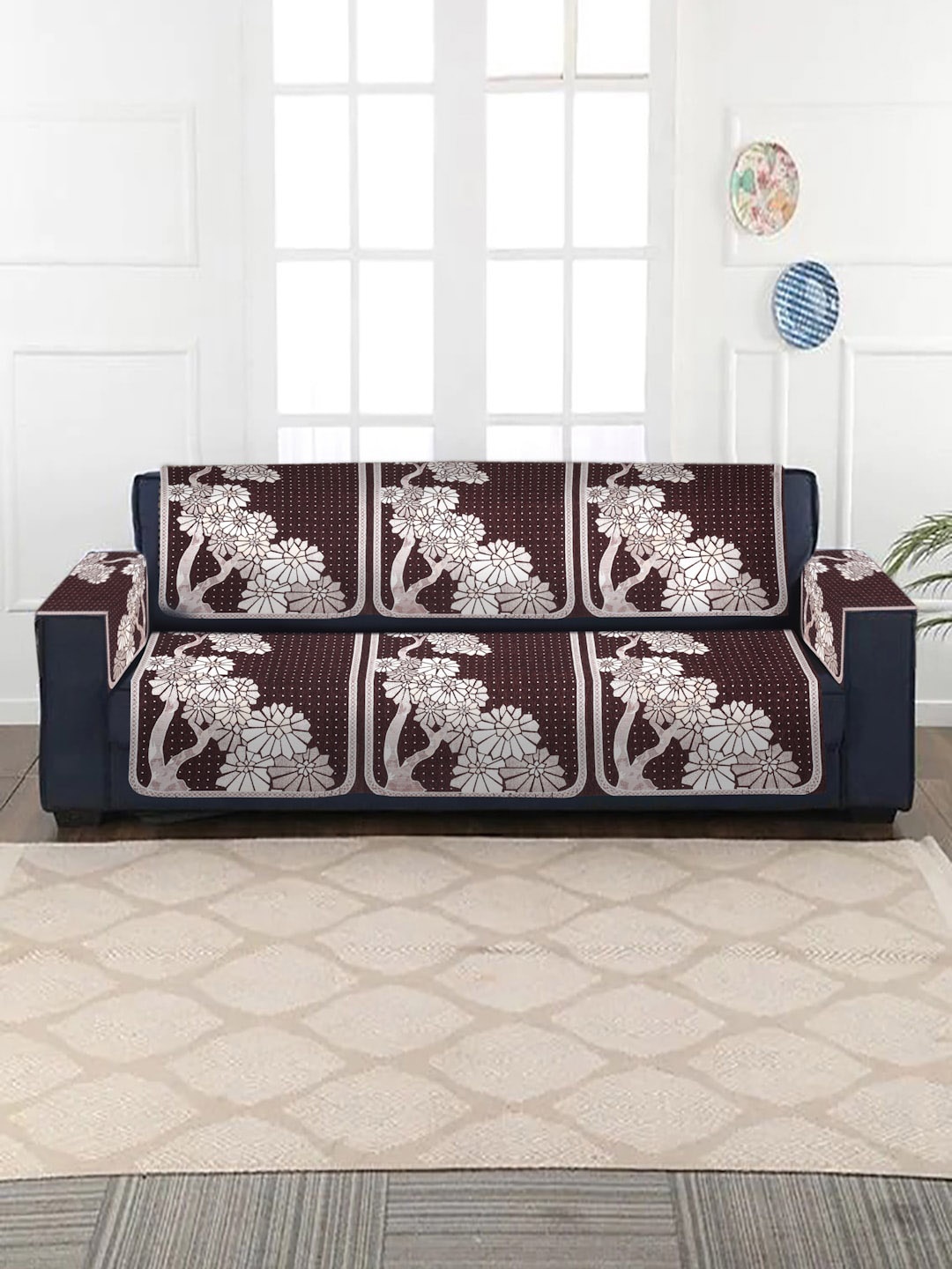 

HOSTA HOMES Brown Jacquard Velvet 3 Seater Sofa Cover