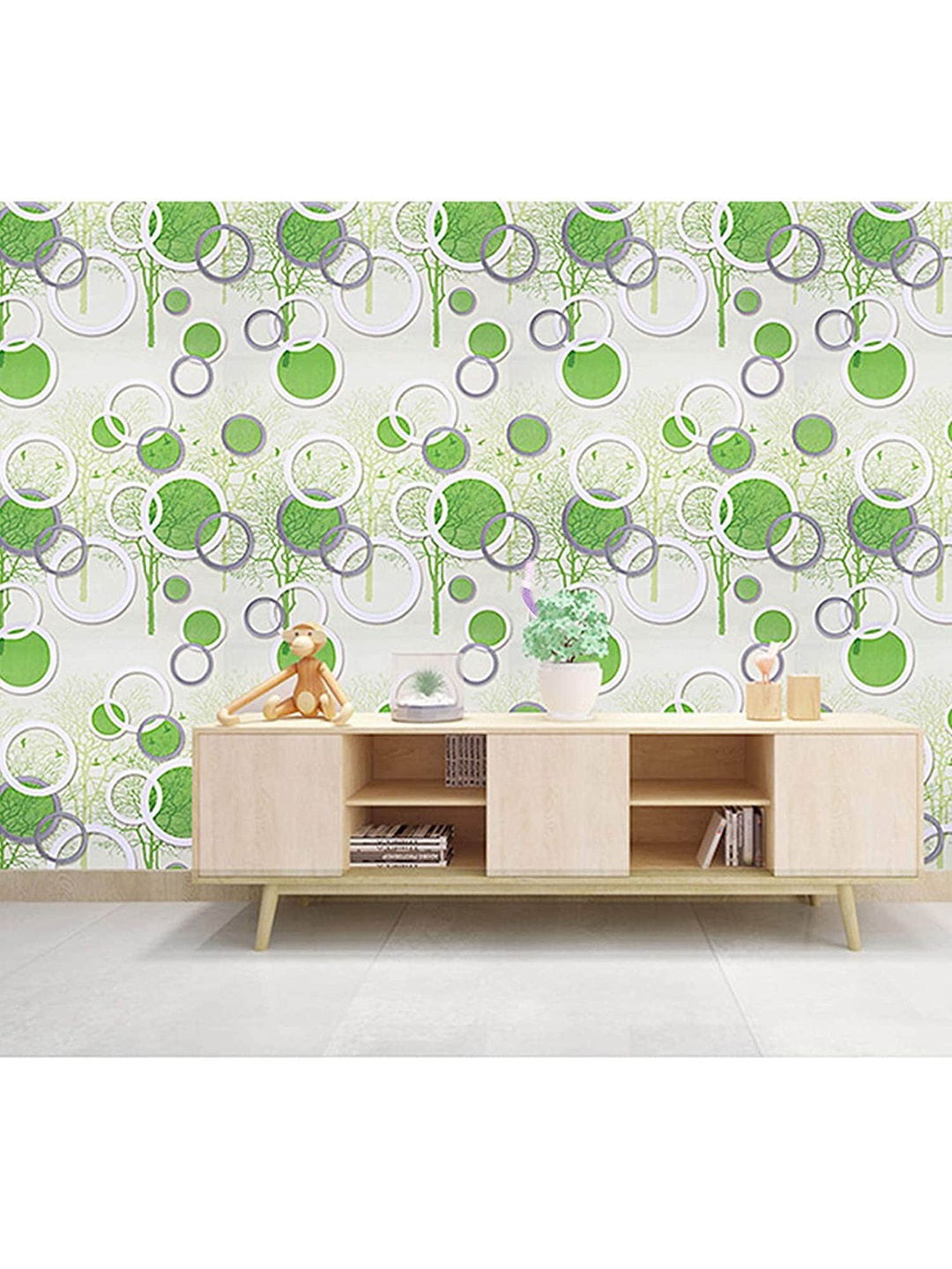 

ANNA CREATIONS Green & White Printed Self Adhesive Peel & Stick Wallpaper