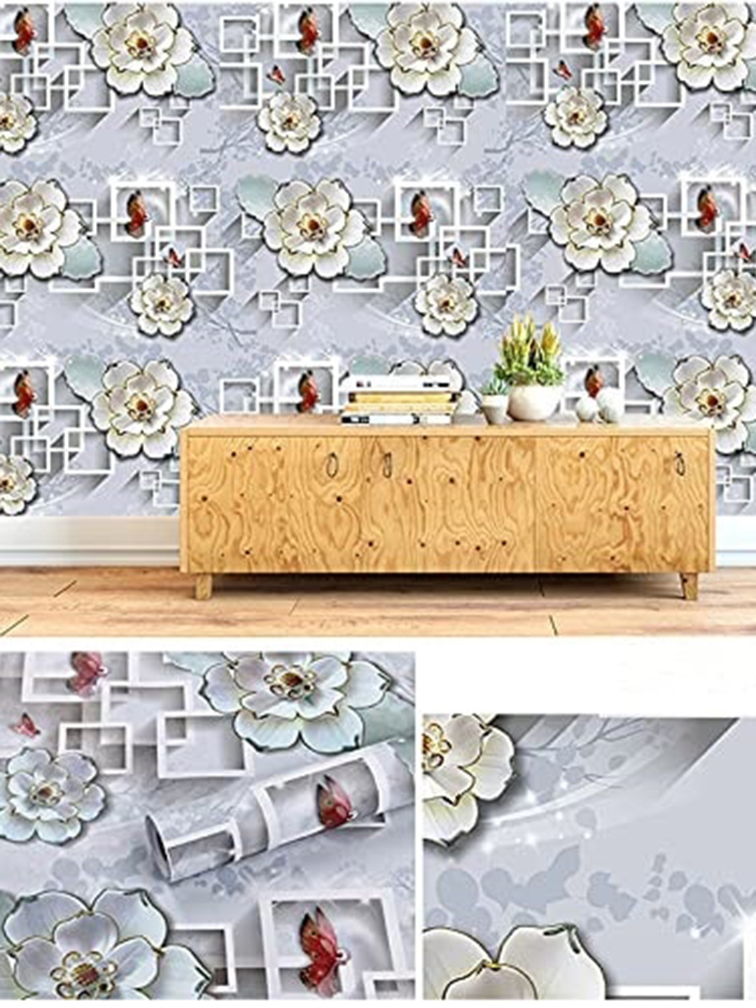 

ANNA CREATIONS Grey Printed Self Adhesive Peel & Stick Wallpaper