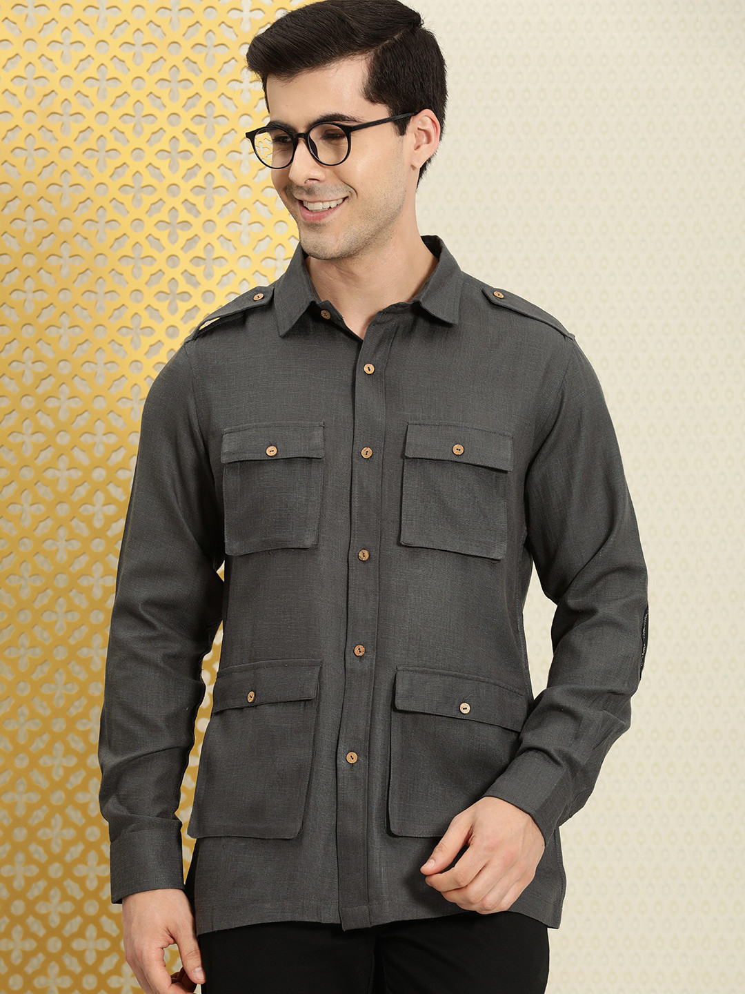 

House of Pataudi Jashn Casual Shirt, Grey