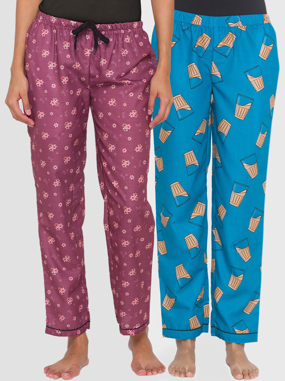 

FashionRack Women Set of 2 Cotton Lounge Pants, Blue