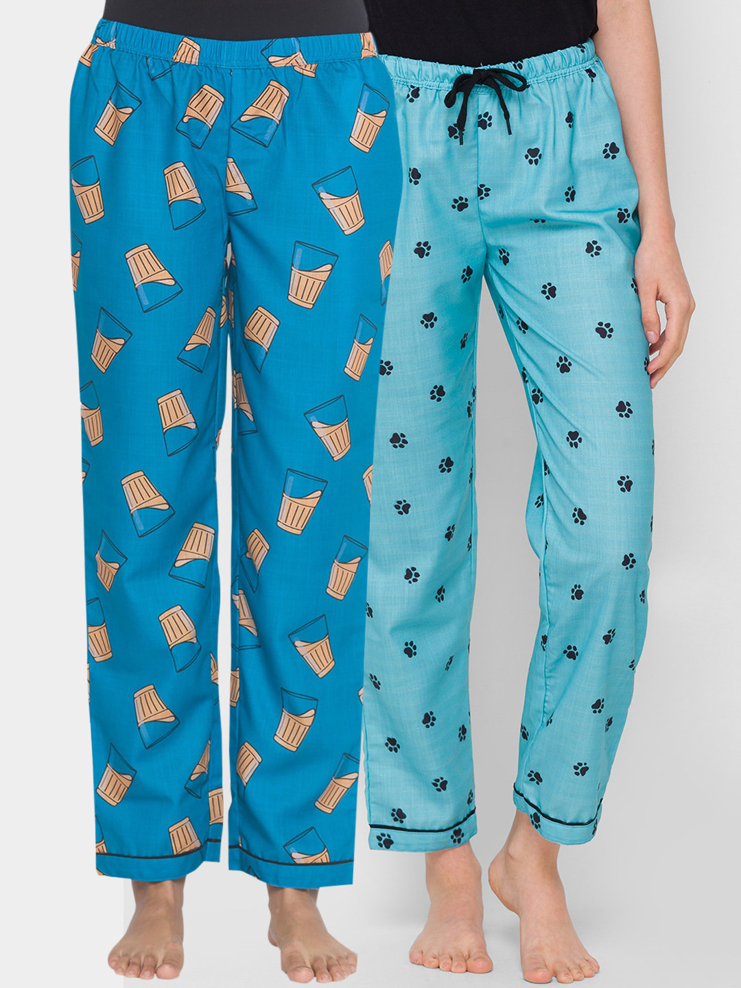 

FashionRack Women Pack of 2 Printed Cotton Lounge Pants, Blue