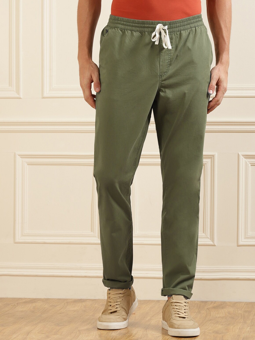 

Crew Clothing Men Olive Drawstrings Chinos