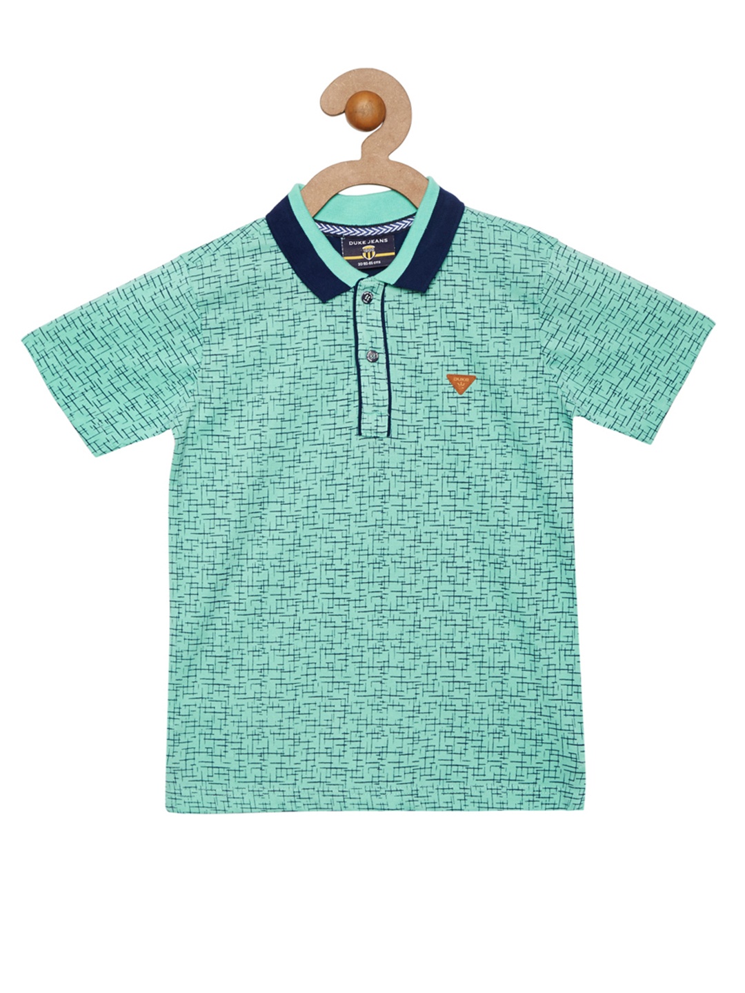 

Duke Boys Green Printed Polo Collar T-shirt