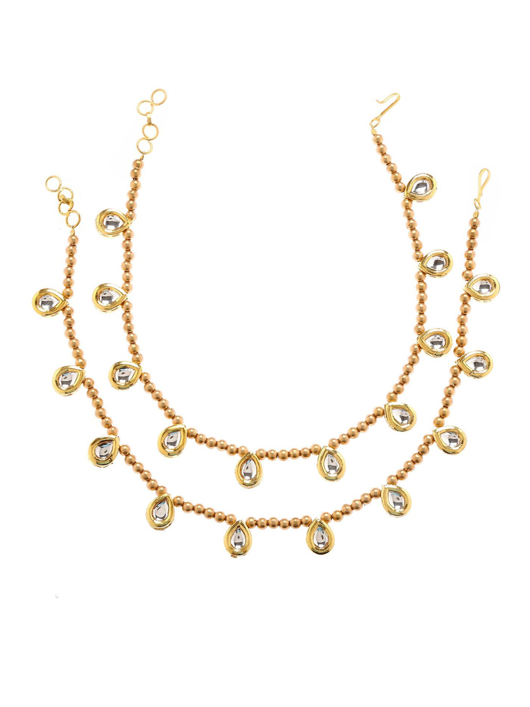 

Bamboo Tree Jewels Women Gold-Plated Kundan Studded Anklet