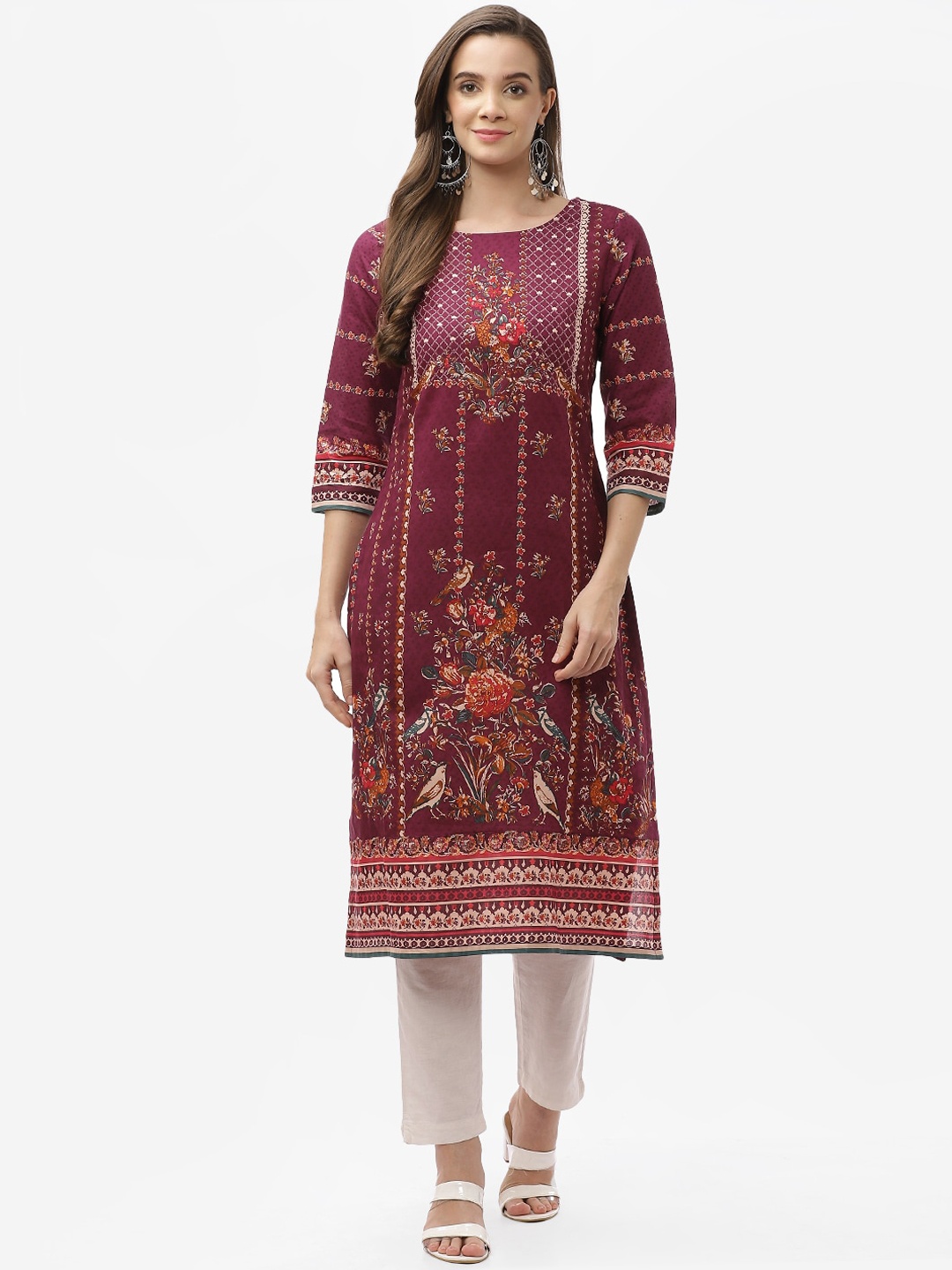 

Biba Women Purple Ethnic Motifs Printed Kurta