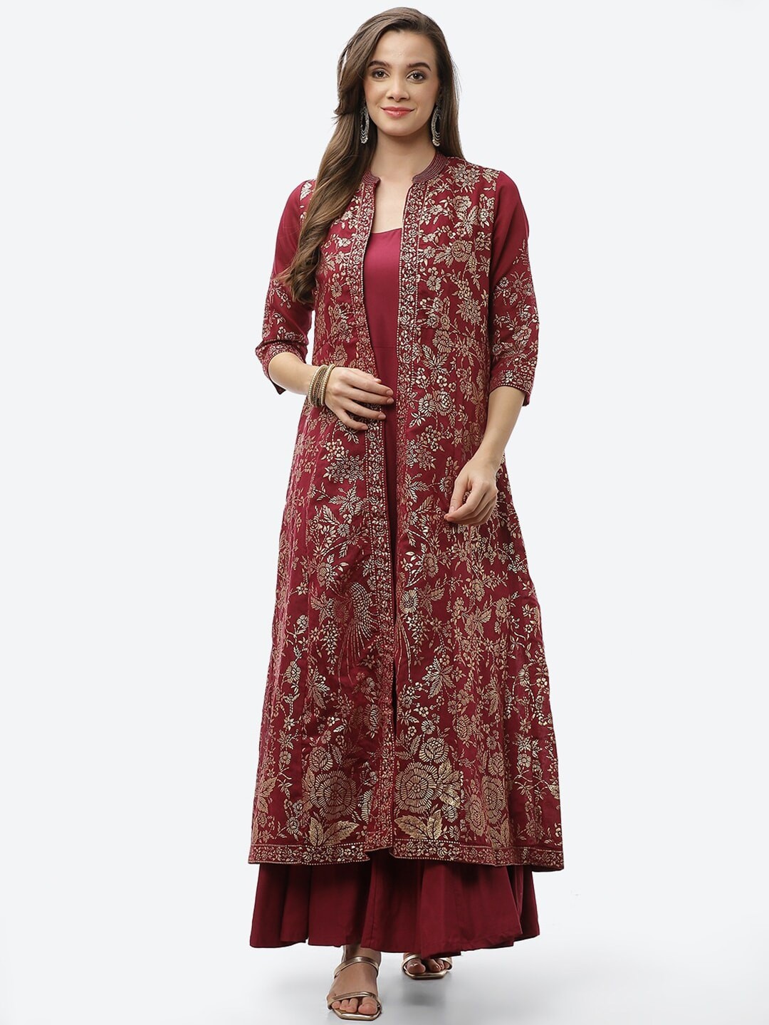 

Biba Purple Ethnic Motifs Maxi Dress
