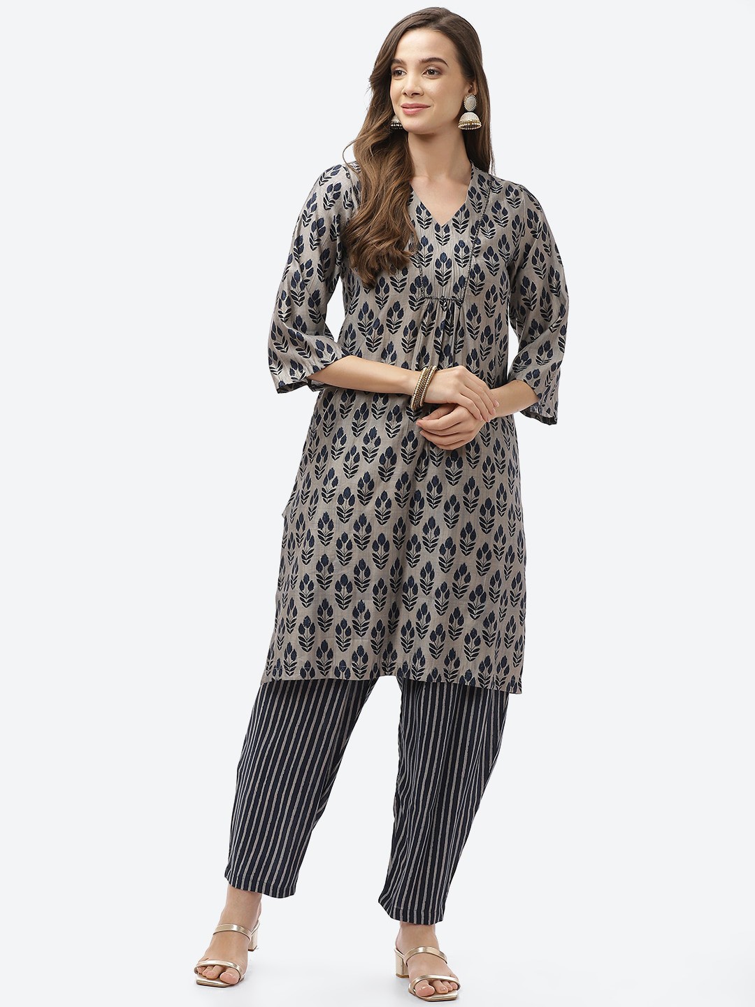 

Biba Women Navy Blue Kurta with Trousers