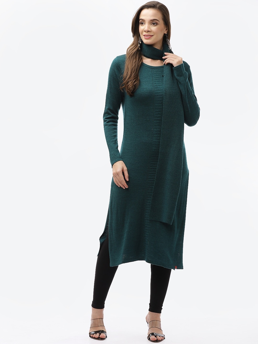 

Biba Women Teal Straight Full sleeves Kurta