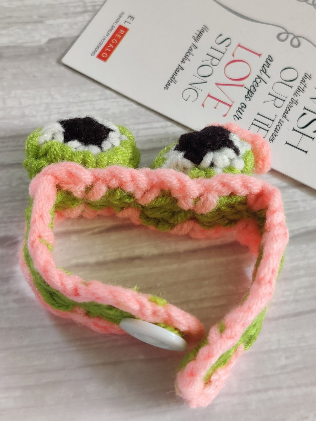 

EL REGALO Kids Peach-Coloured & Green Knitted Rakhi