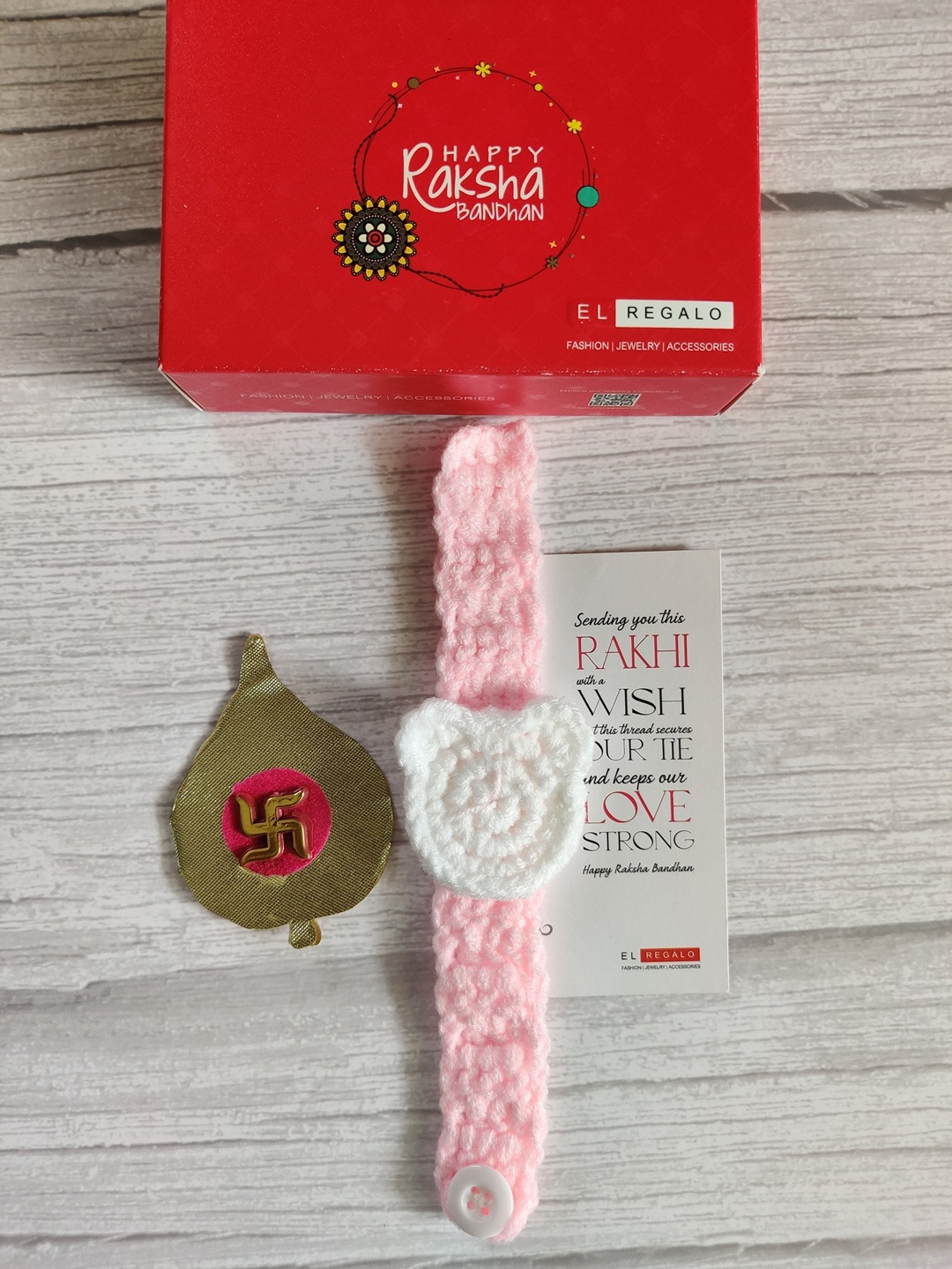 

EL REGALO Kids Baby Knitted Rakhi Combo with Roli Chawal Shagun, Multi