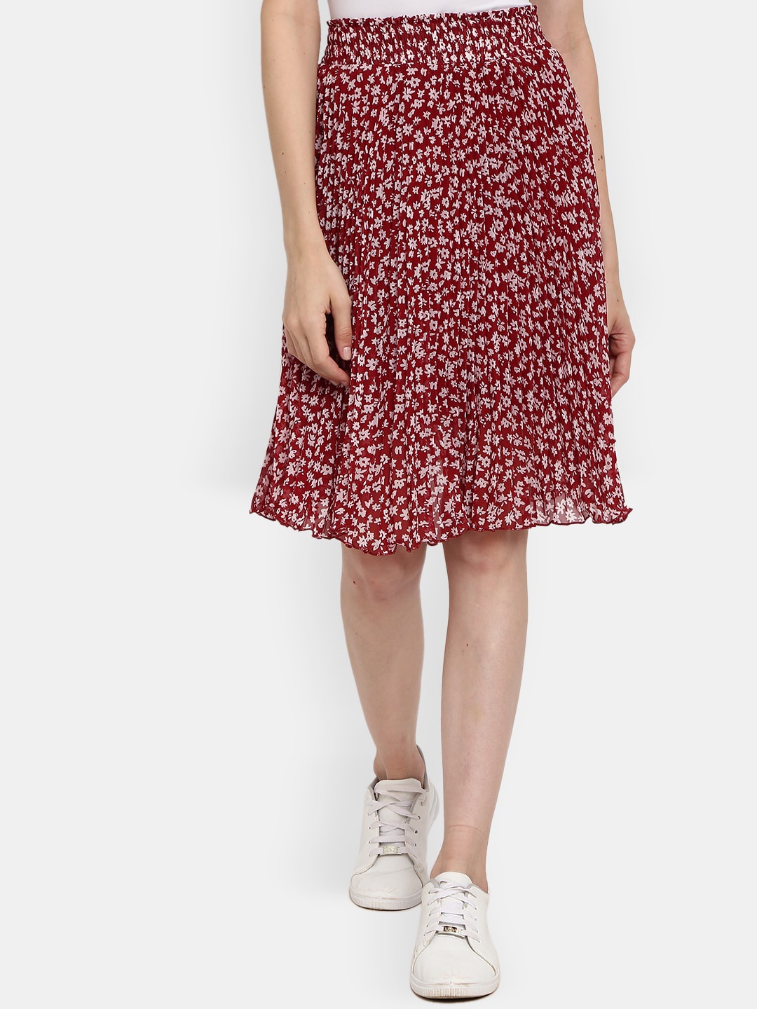 

V-Mart Women Maroon Printed Georgette Flared Skirt