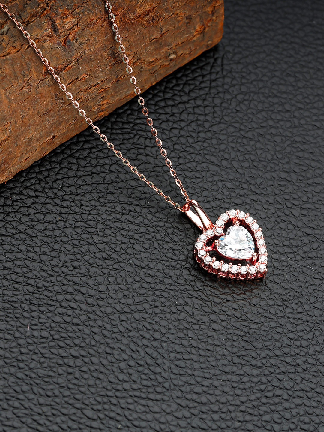 

GIVA 925 Sterling Silver Rose Gold Plated Love Within Pendant With Link Chain