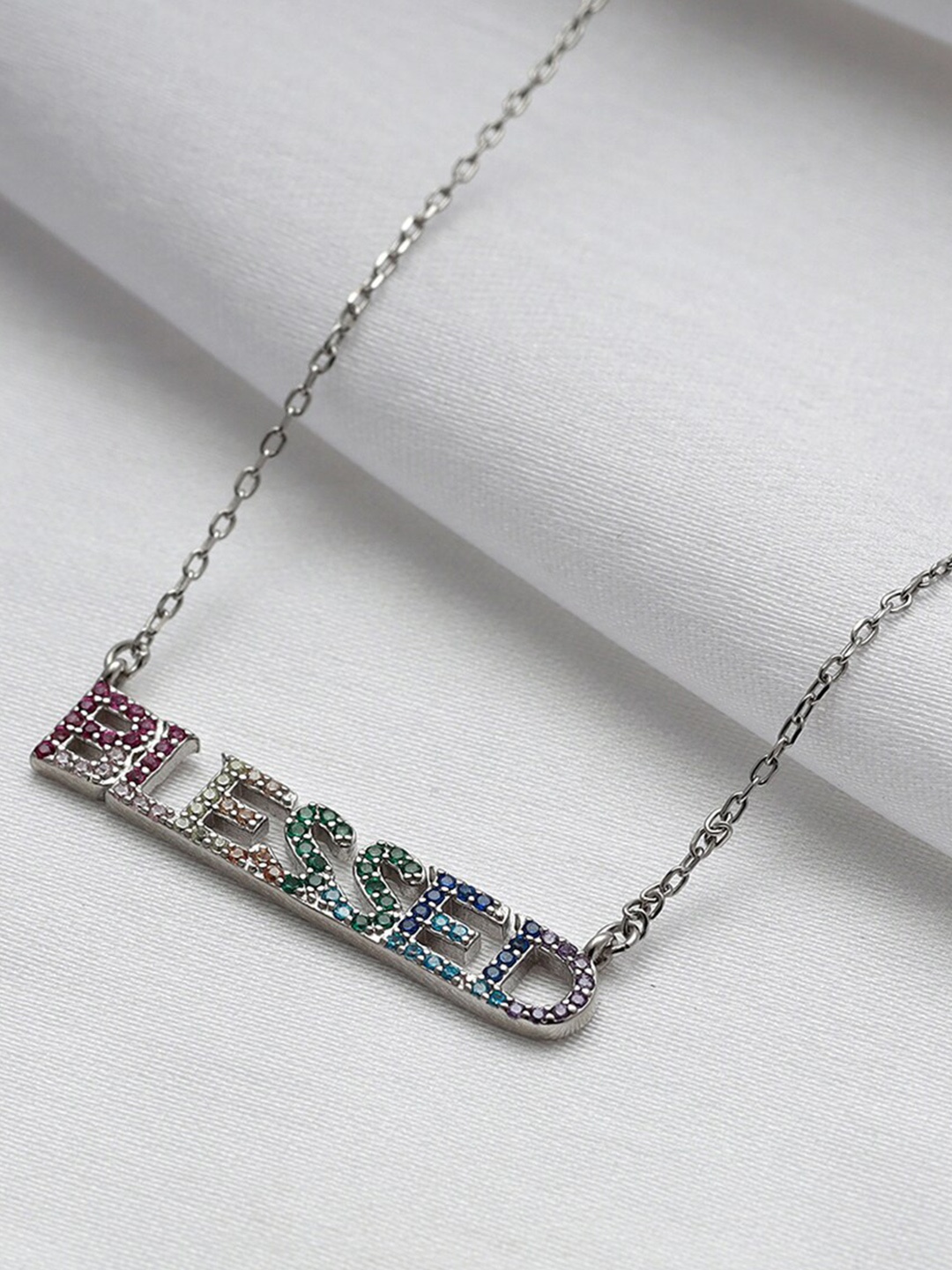 

GIVA Women GIVA 925 Sterling Silver Plating Pink, Blue Blessed Rainbow Necklace