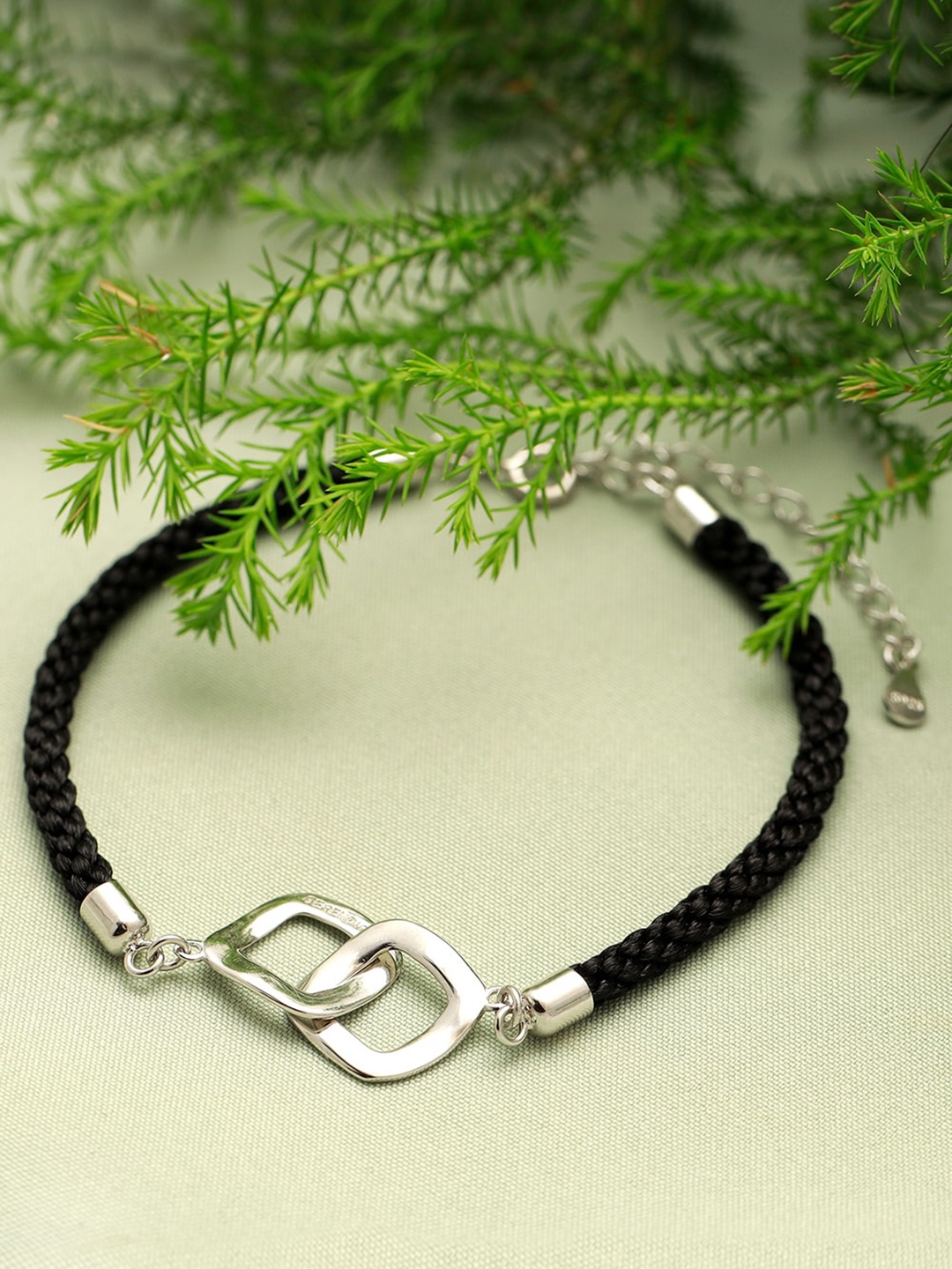 

GIVA Women Silver-Toned & Black Sterling Silver Rhodium-Plated Cuff Bracelet