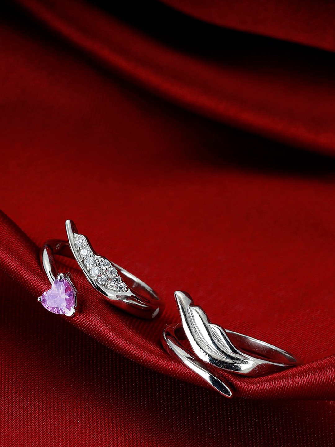 

GIVA 925 Sterling Silver Rhodium Plated Wonder Wing Couple Rings