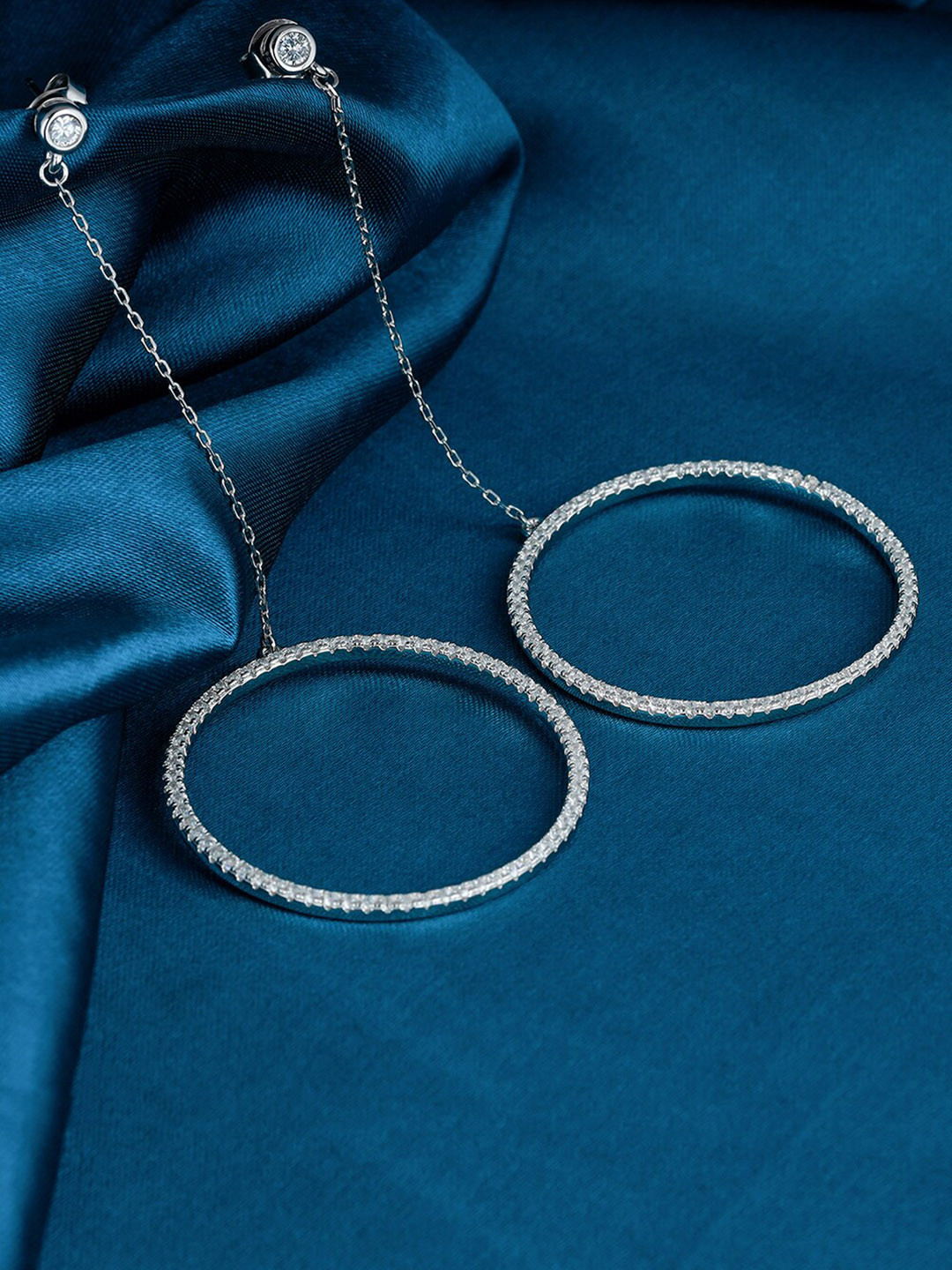 

GIVA 925 Sterling Silver Rhodium Plated Hoop Dangler Earrings