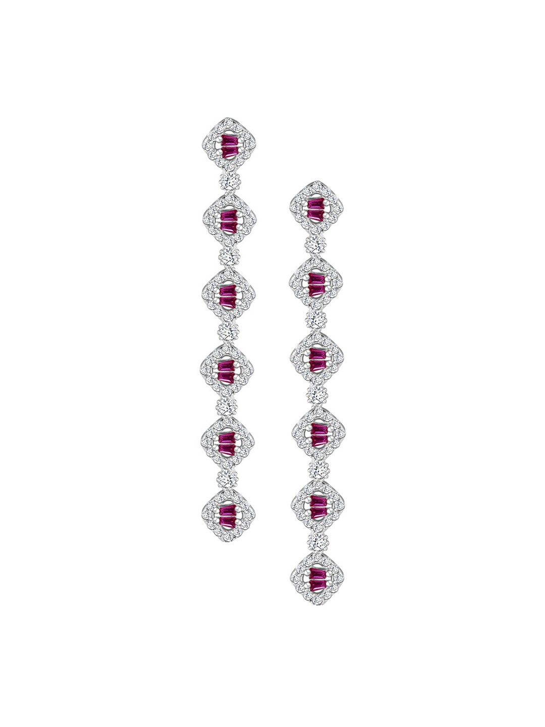 

GIVA 925 Sterling Silver Rhodium Plated Touch of Pink Dangler Earrings