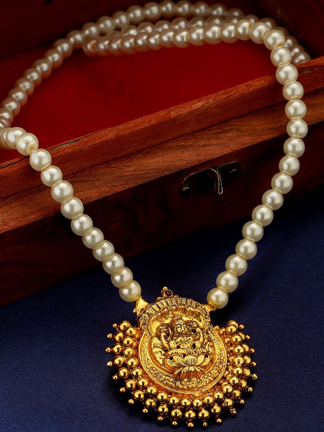 

GIVA 92.5 Sterling Silver Gold-Plated & White Pearls-Beaded Pendant