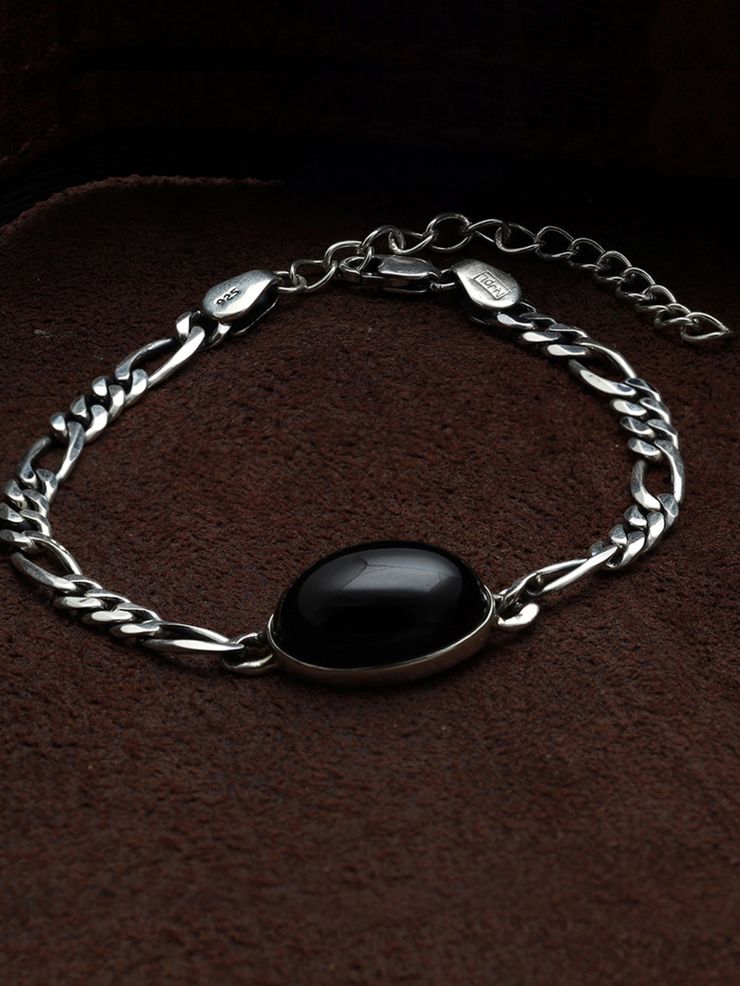

GIVA 925 Sterling Silver Rhodium Plated Brilliant In Black Bracelet For Him, Adjustable