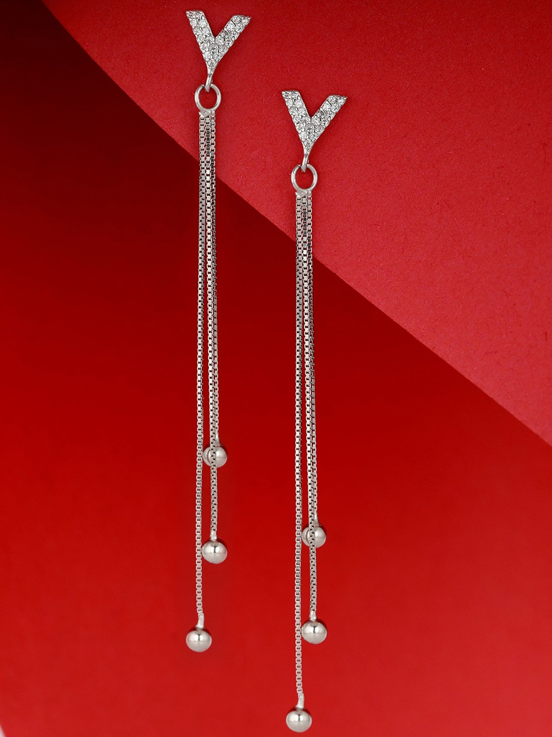 

GIVA 925 Sterling Silver Rhodium Plated Trio Dangle Chain Earrings