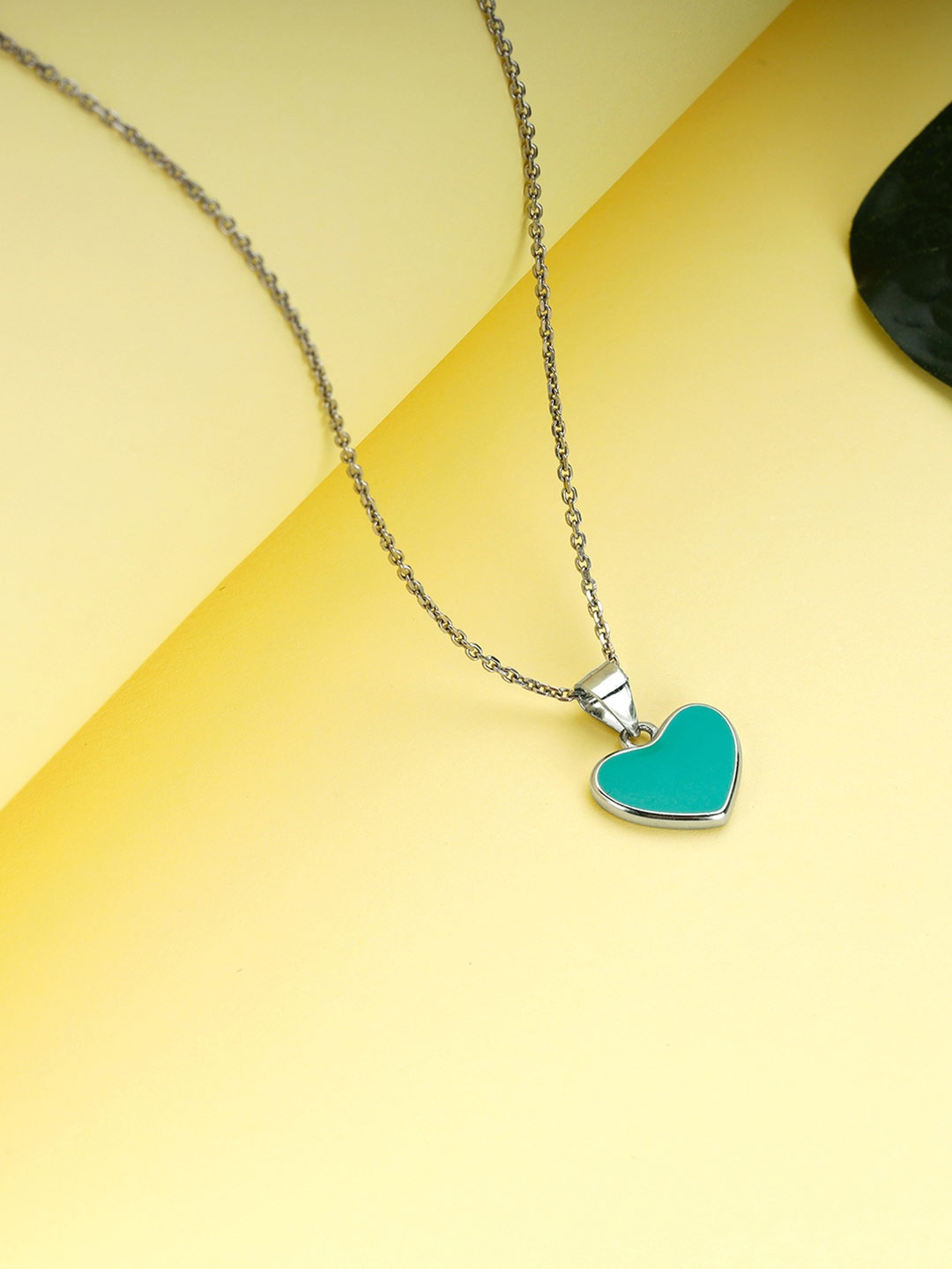 

GIVA 925 Sterling Silver Rhodium Plated Aquamarine Love Wins Pendant, Sea green