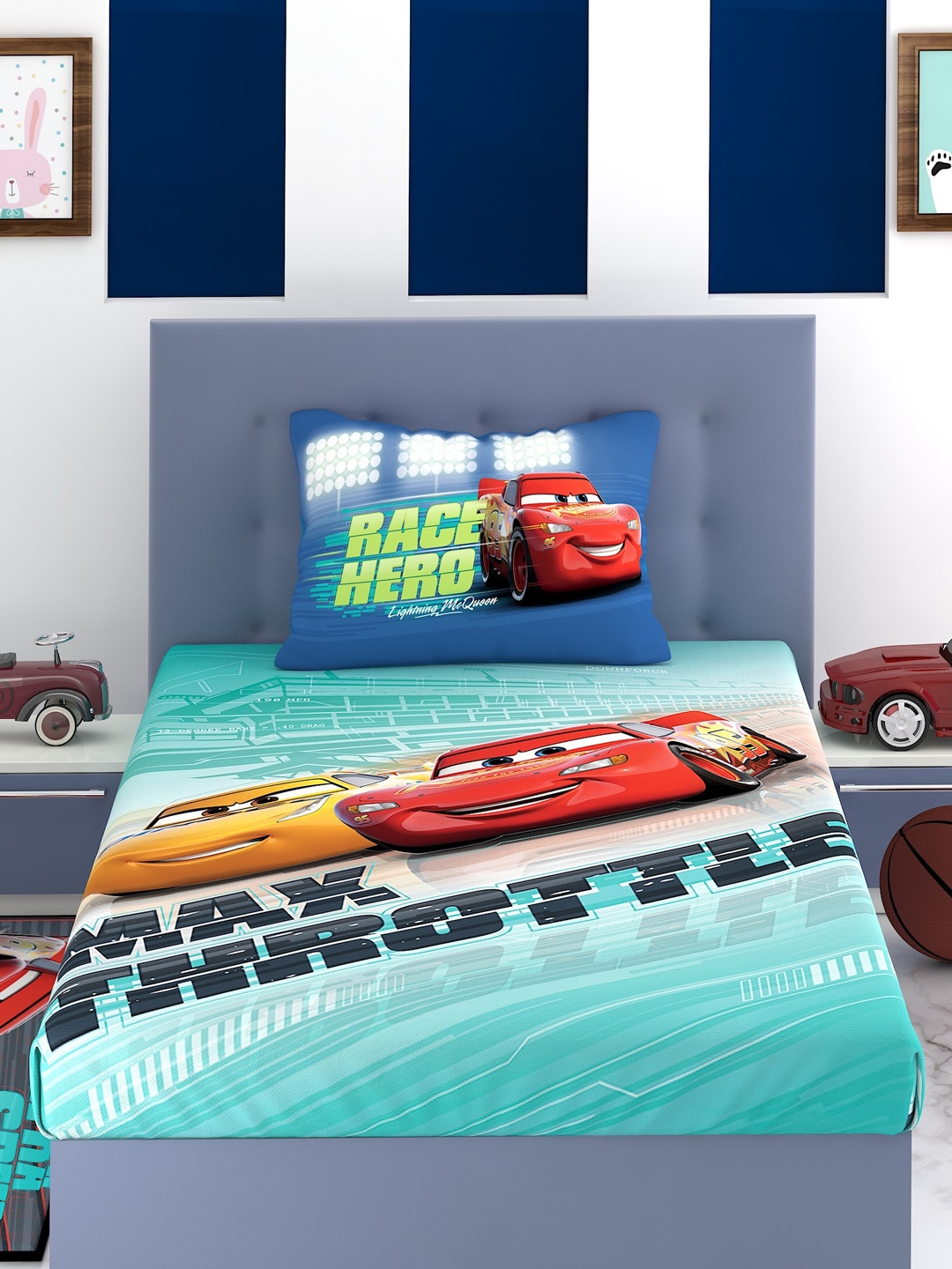 

Marvel Blue & Red Cartoon Characters 180 TC Single Bedsheet with 1 Pillow Cover