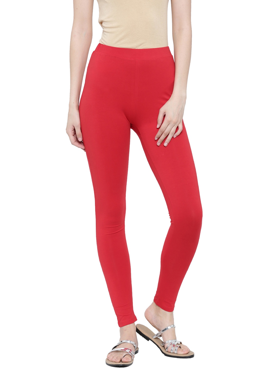 

De Moza Red Ankle-Length Leggings
