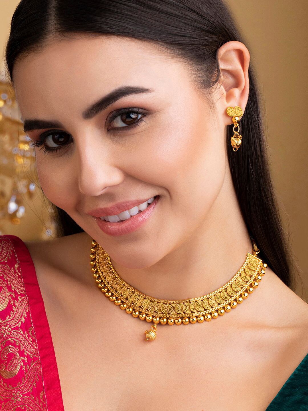 

Rubans Gold-Plated Beaded Necklace & Earrings Set