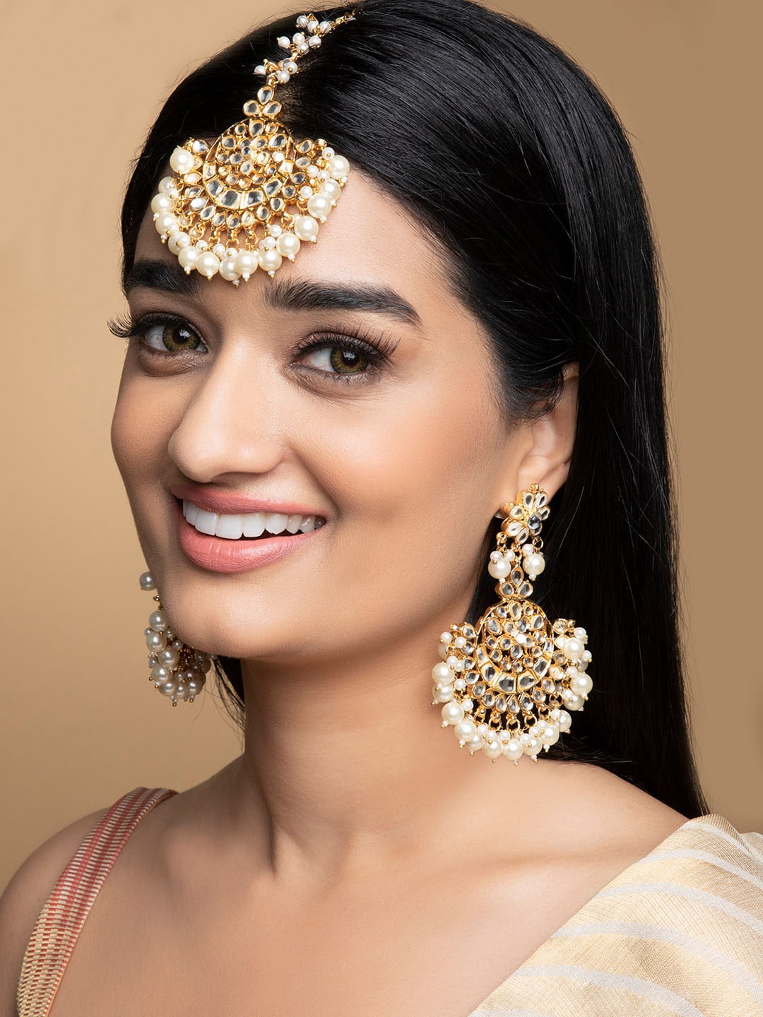 

Rubans Gold-Plated & Kundan Stone-Studded Jewellery Set