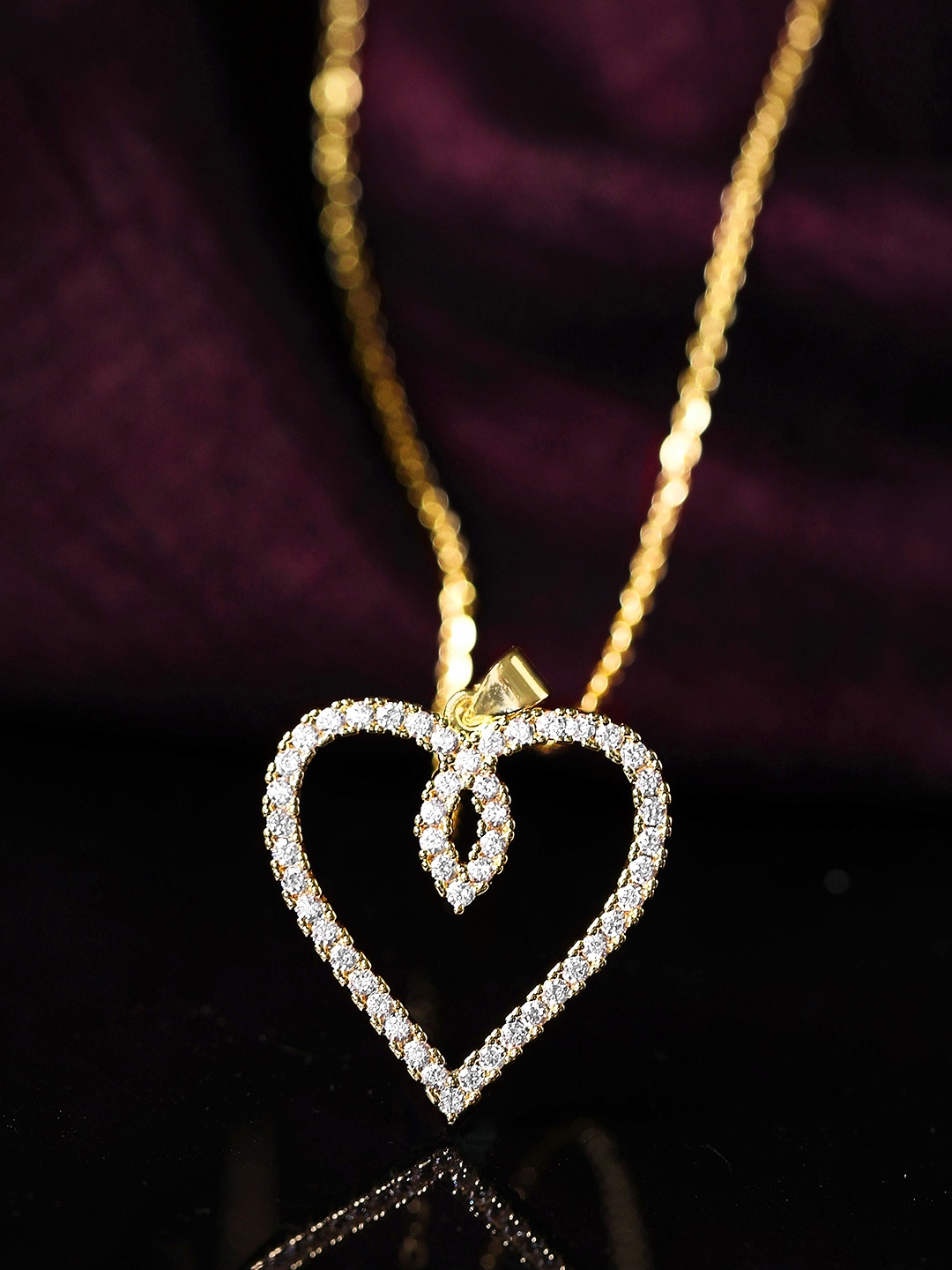 

Rubans Women 22K Gold-Plated Chain Necklace With Heart Pendant