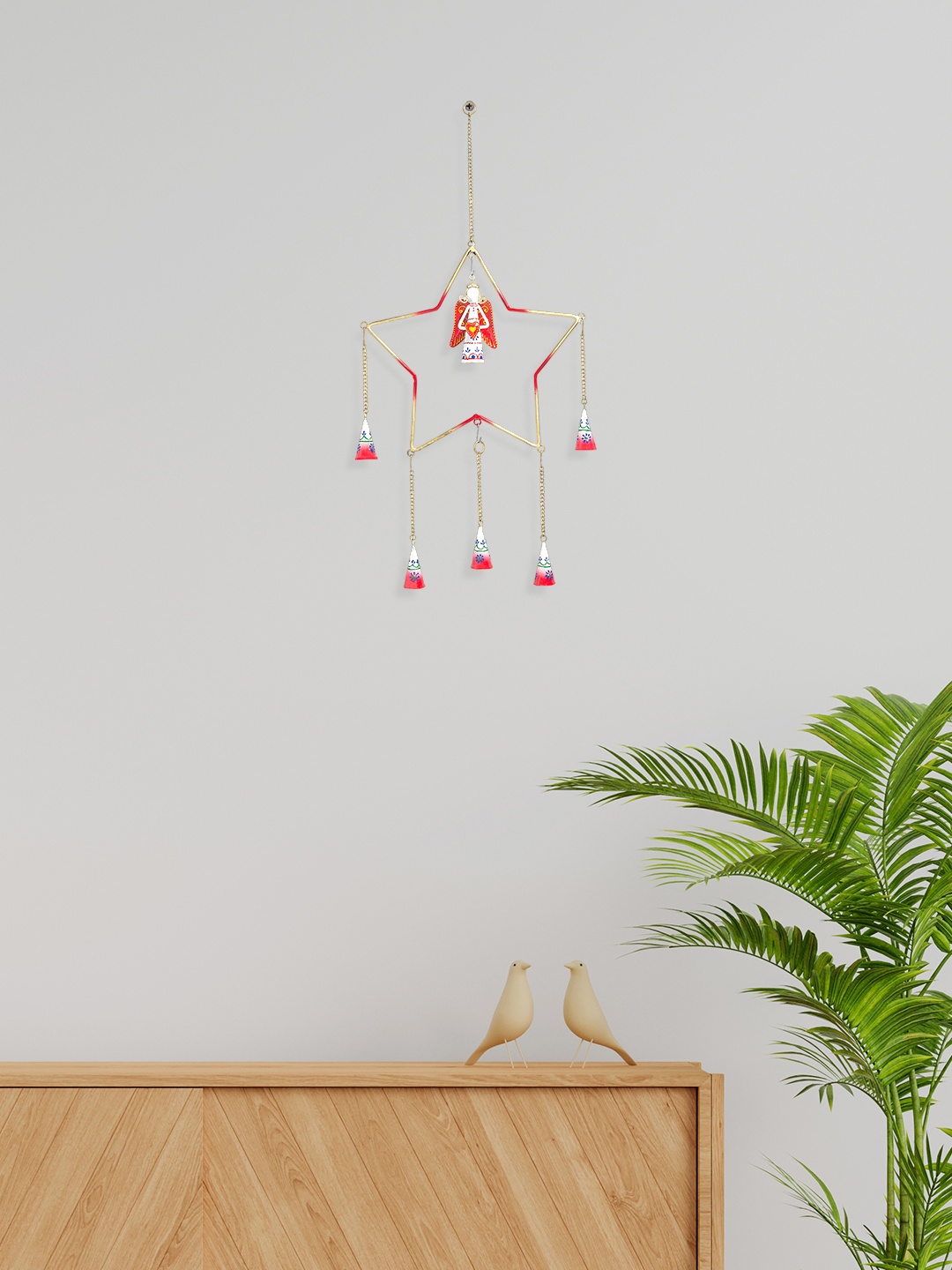 

Golden Peacock Red-Color Handcrafted Star Shaped Hanging Wall Decor