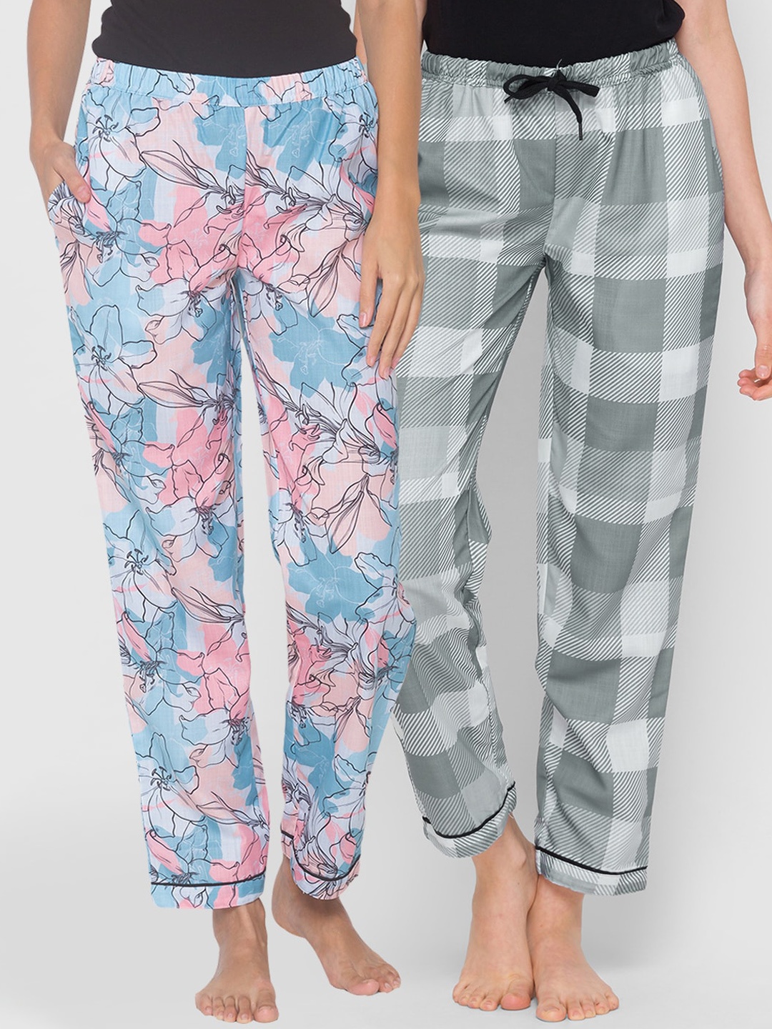 

FashionRack Women Set of 2 Cotton Lounge Pants, Blue