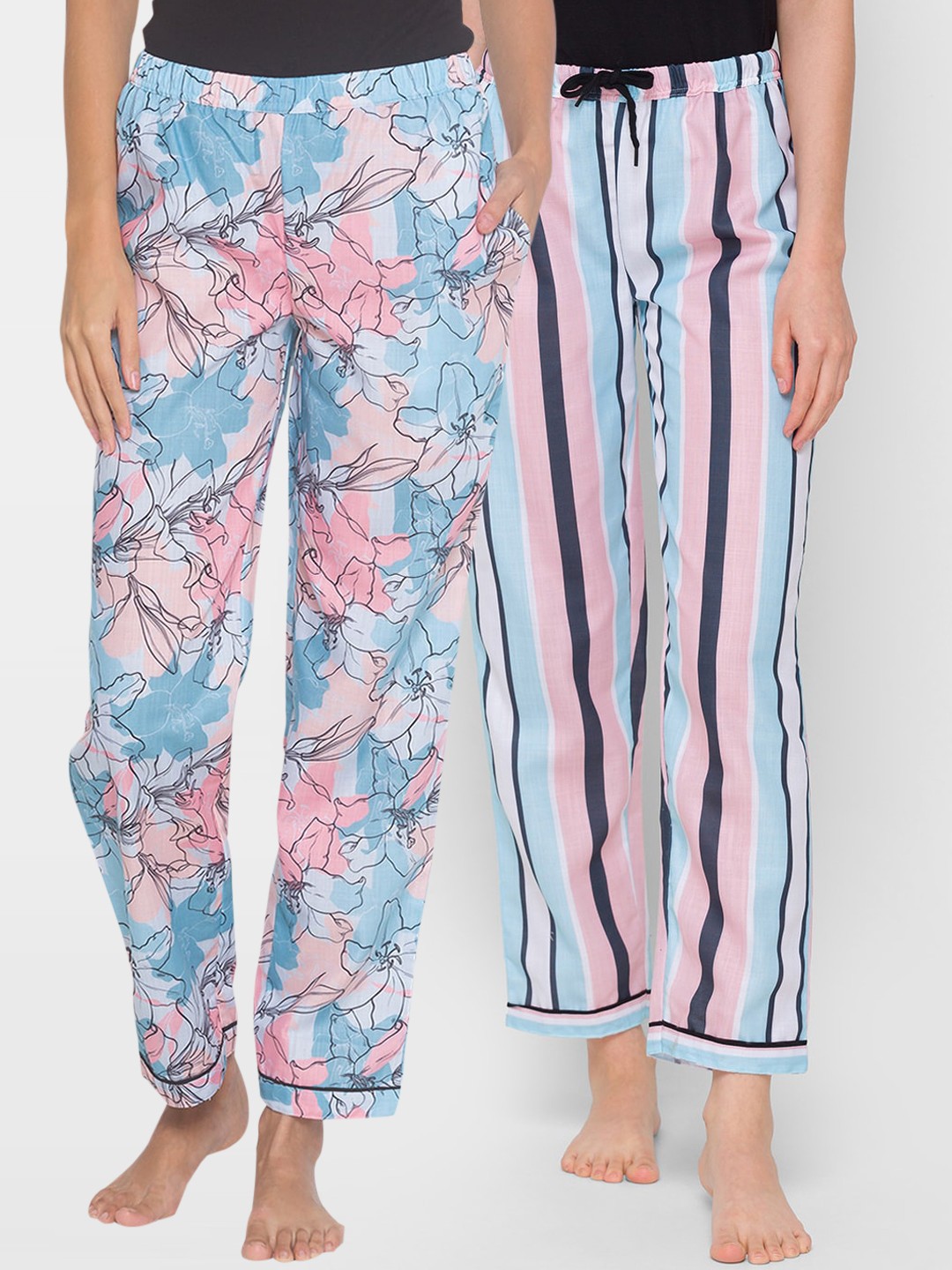 

FashionRack Women Pack of 2 Printed Cotton Lounge Pants, Multi