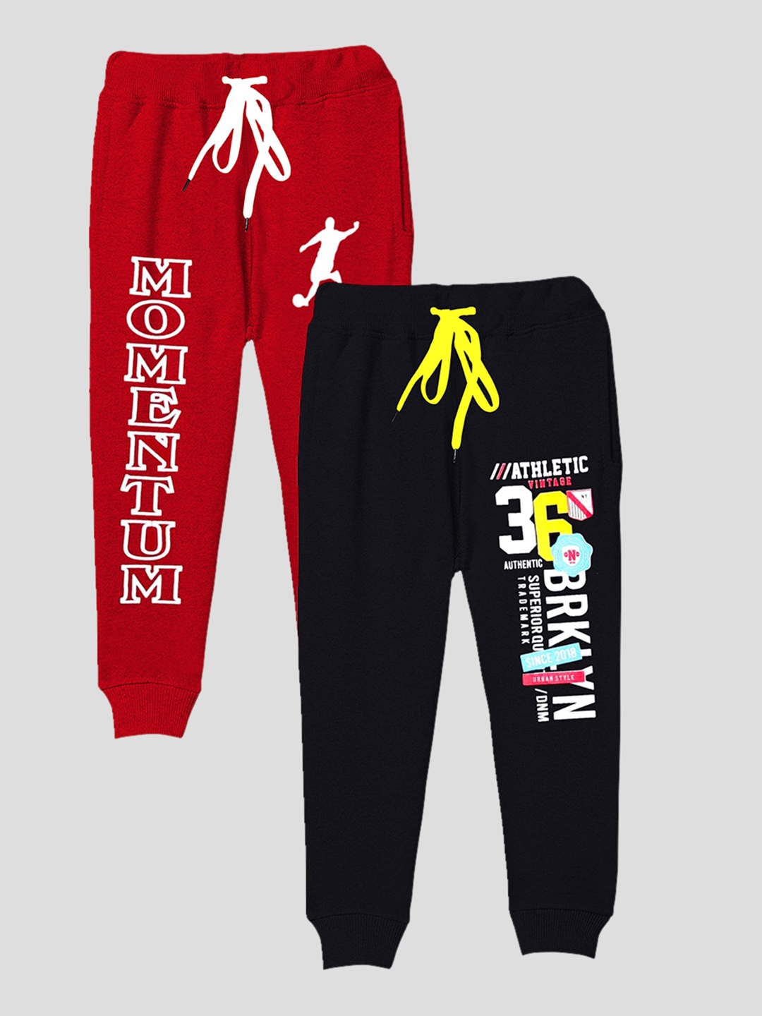 

KUCHIPOO Boys Pack Of 2 Solid Track Pants, Red