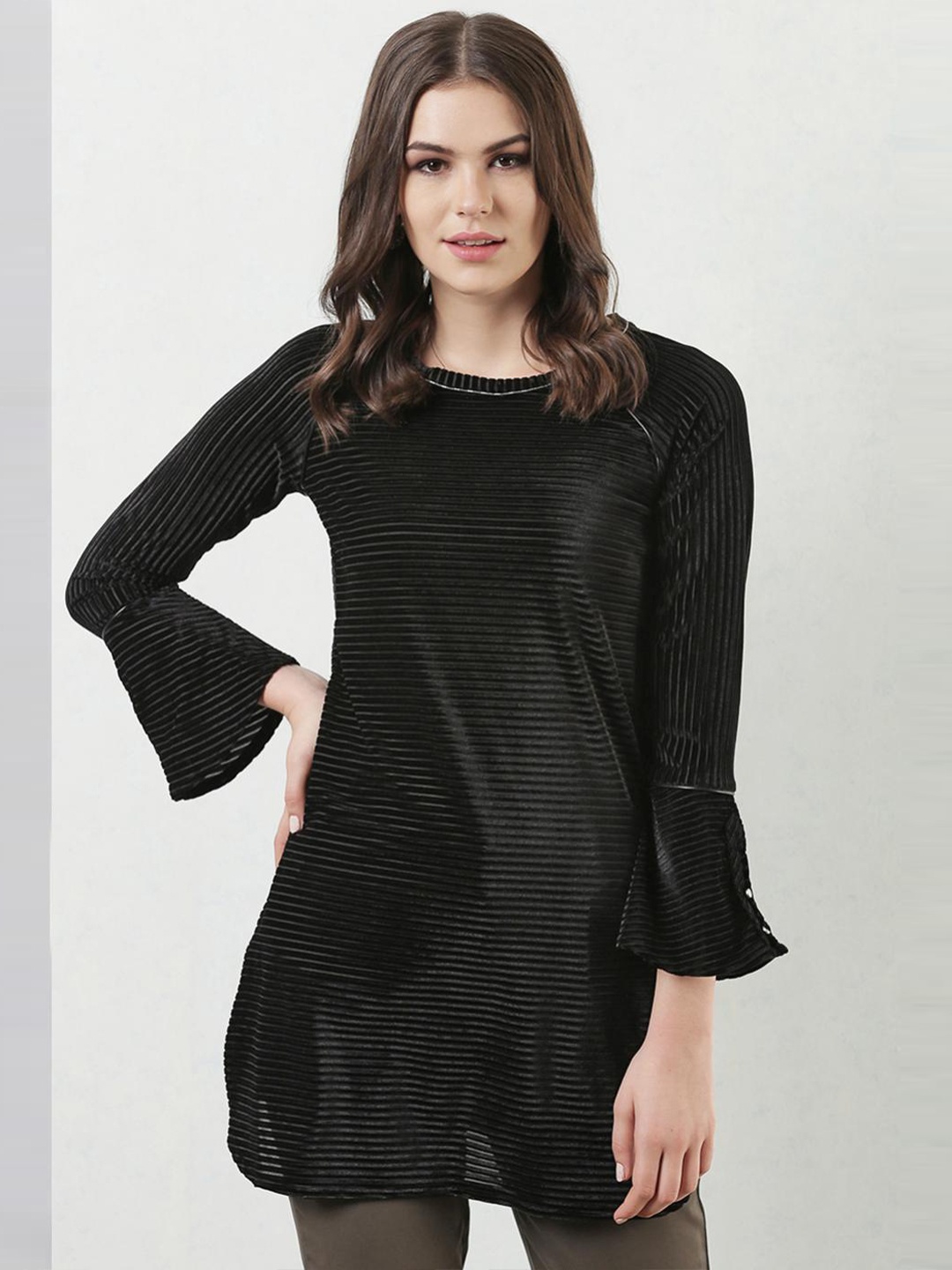 

Lakshita Black Striped Monochrome Tunic