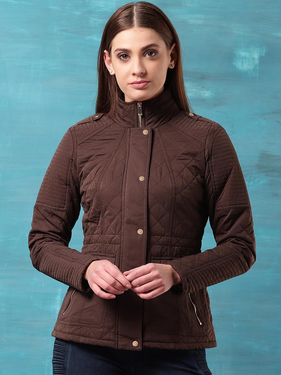 

Lakshita Women Brown Solid Outdoor Puffer Jacket