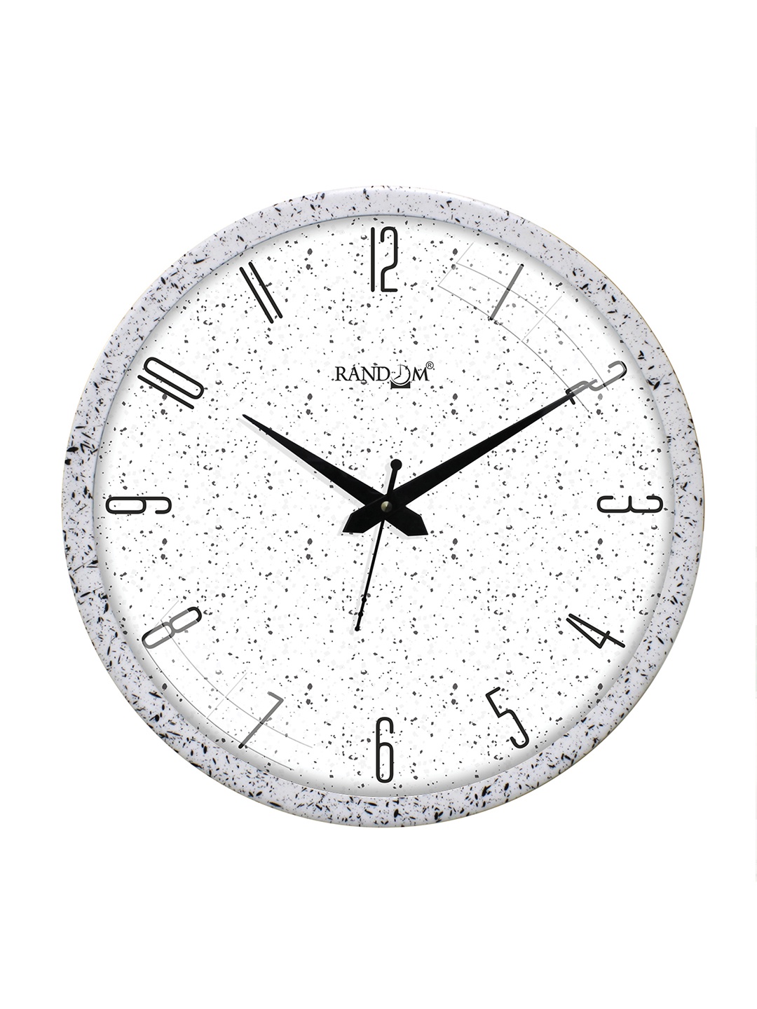 

RANDOM Unisex White Terrazzo Pattern Plastic With Glass Analogue Wall Clocks