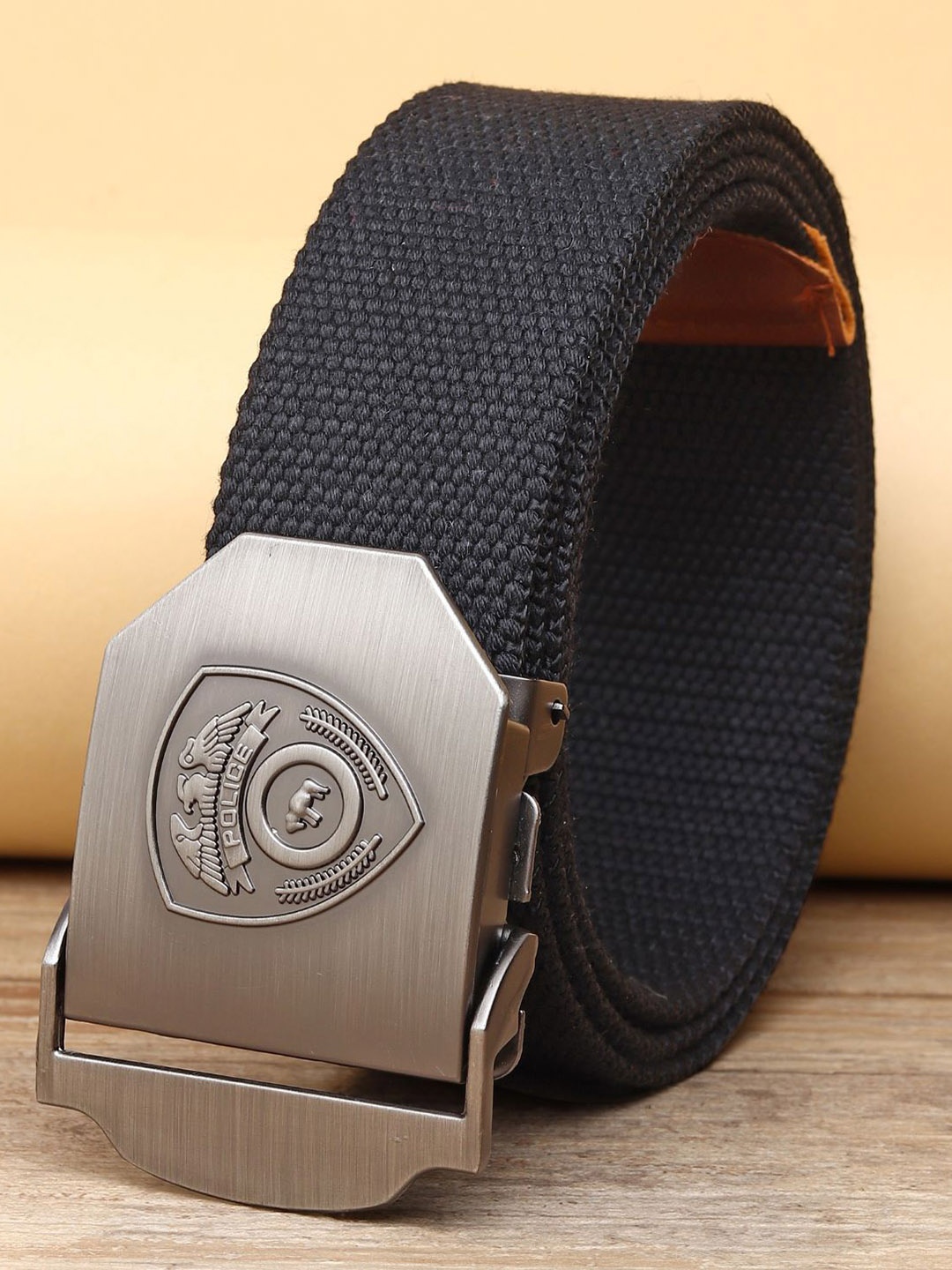 

ZORO Men Black Textured Canvas Belt